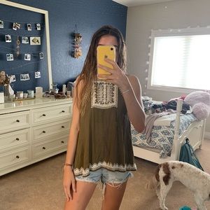 Open back army green tank